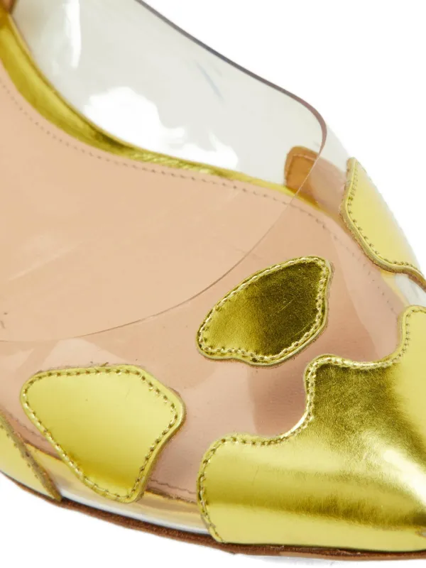 Gianvito Rossi Plexi ポインテッドトゥ フラットパンプス | ゴールド