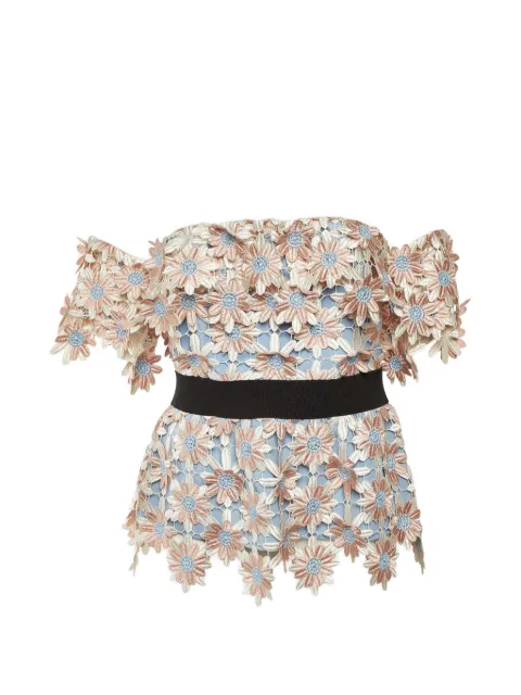 Self-Portrait floral-appliqué blouse