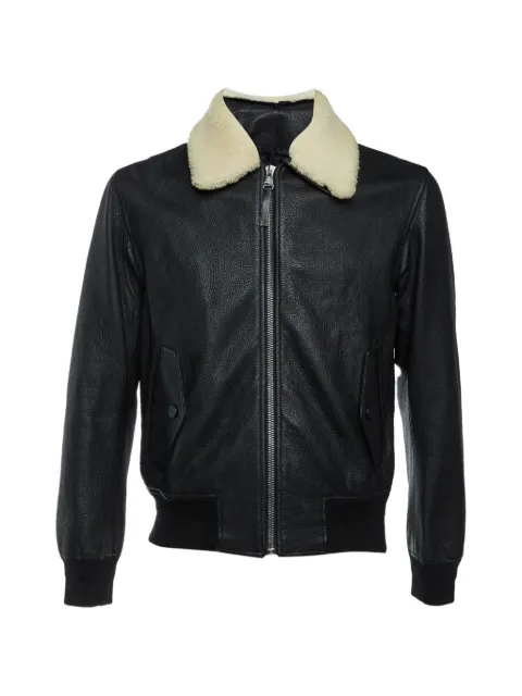 Louis Vuitton Pre-Owned shearling-collar leather bomber jacket