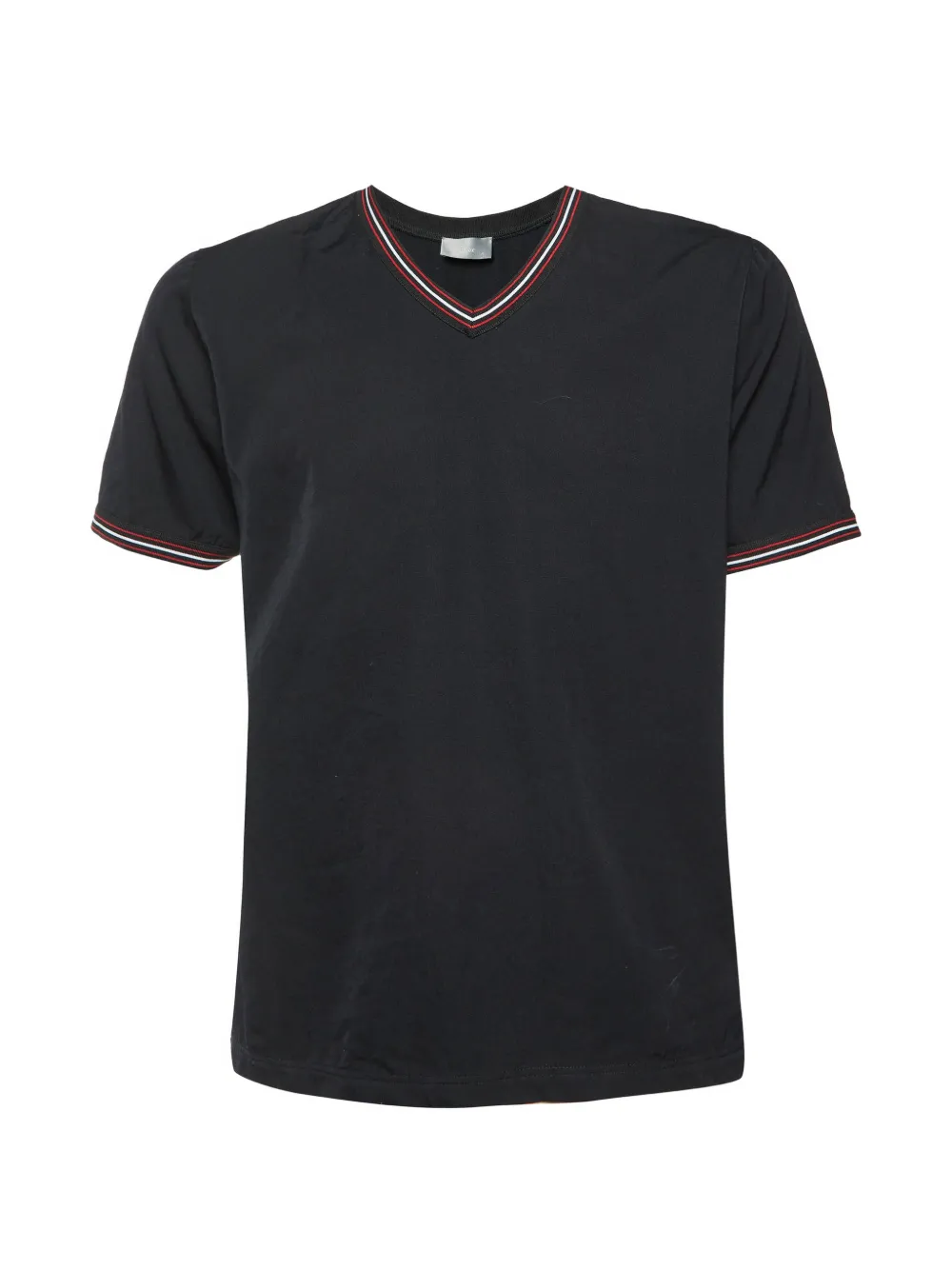 Gucci Pre-Owned stripe-detail V-neck T-shirt - Black