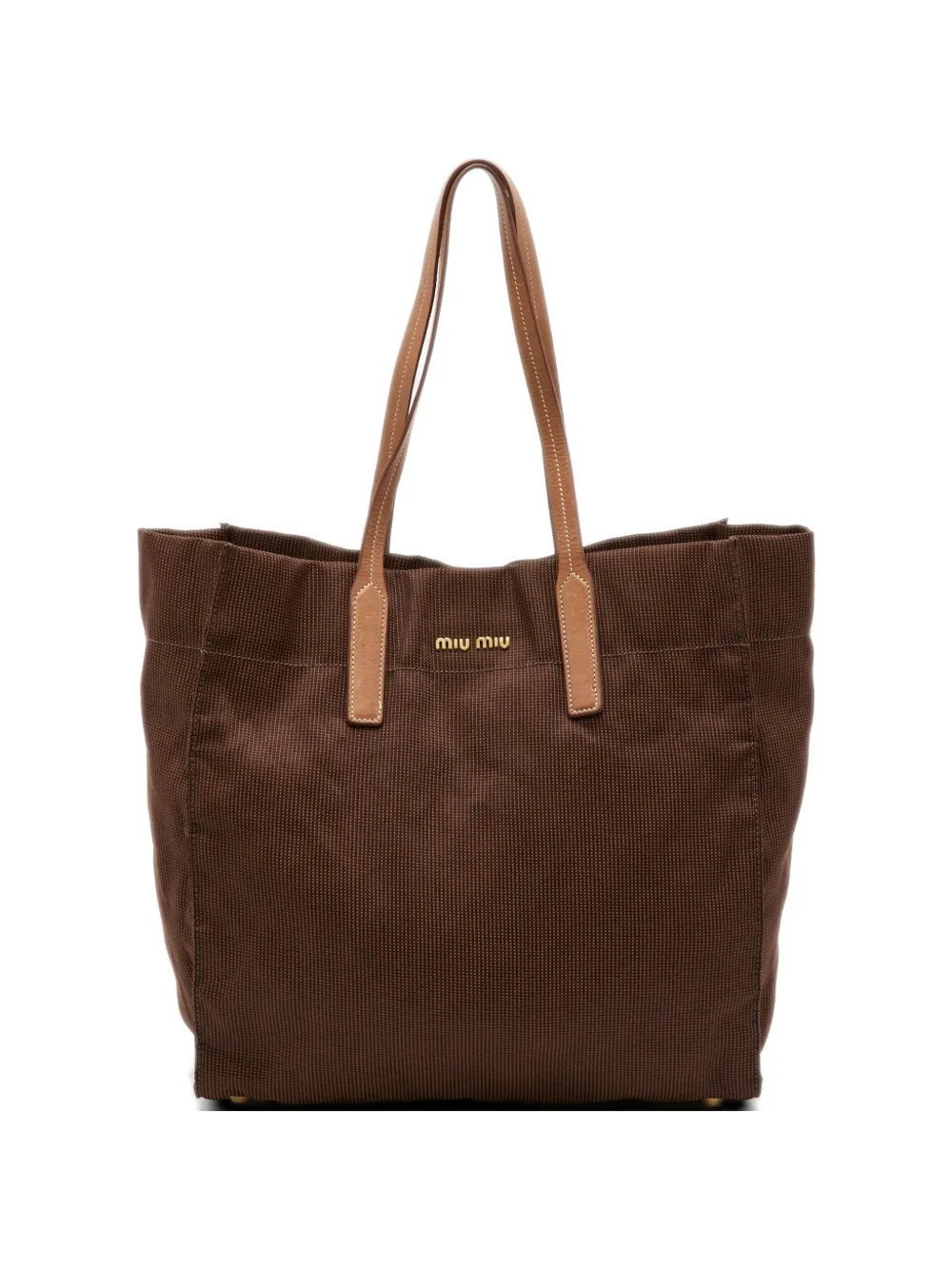 Miu Miu Pre-Owned leather-trim shopper tote bag - Marrone