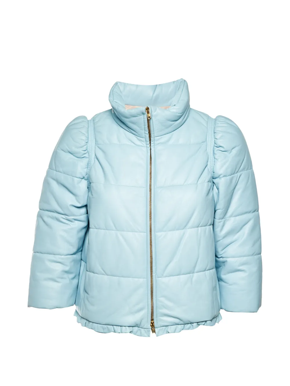 Miu Miu Pre-Owned leather puffer jacket - Blu