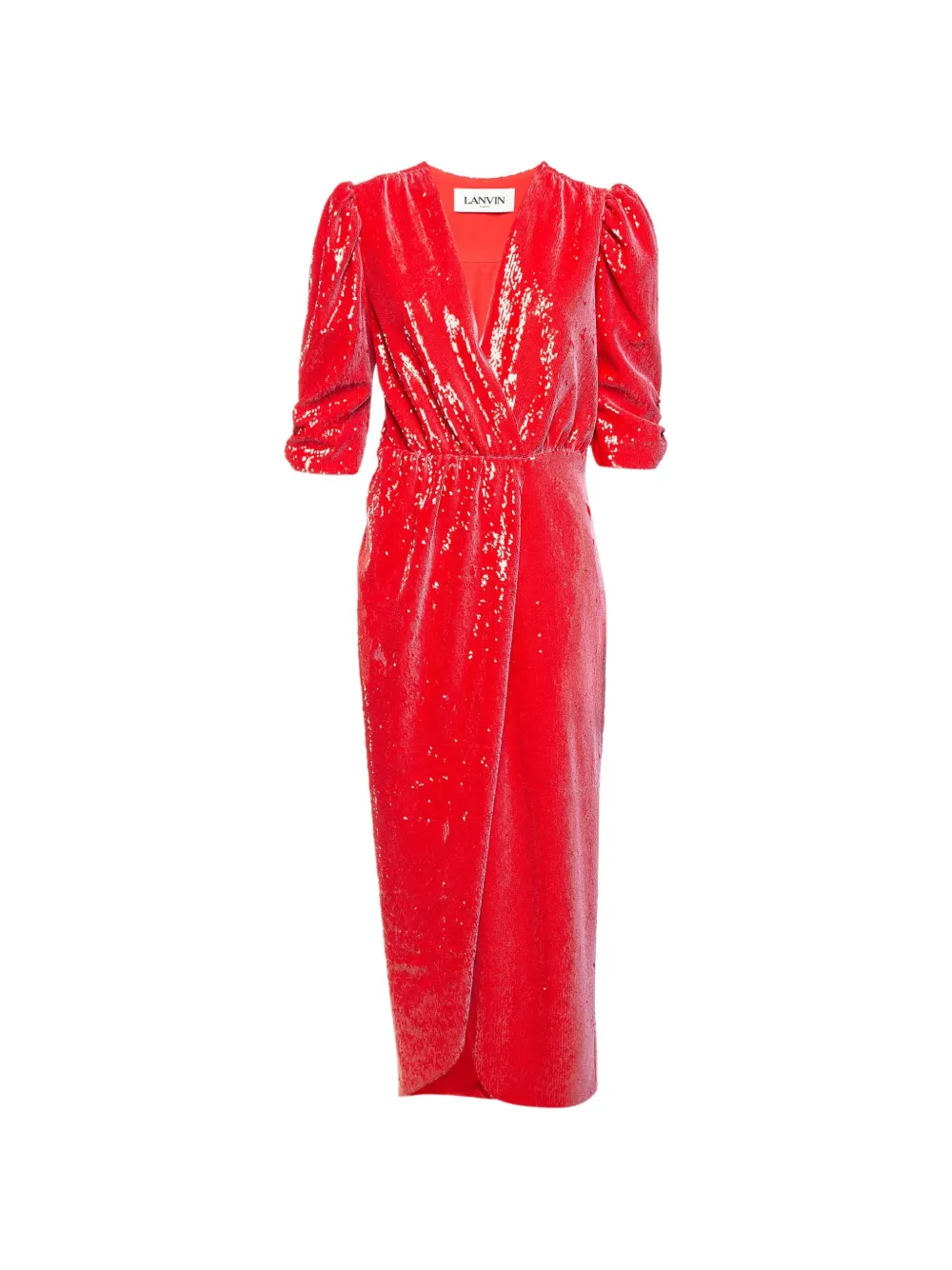 Lanvin Pre-Owned sequined wrap-style dress - Rosso