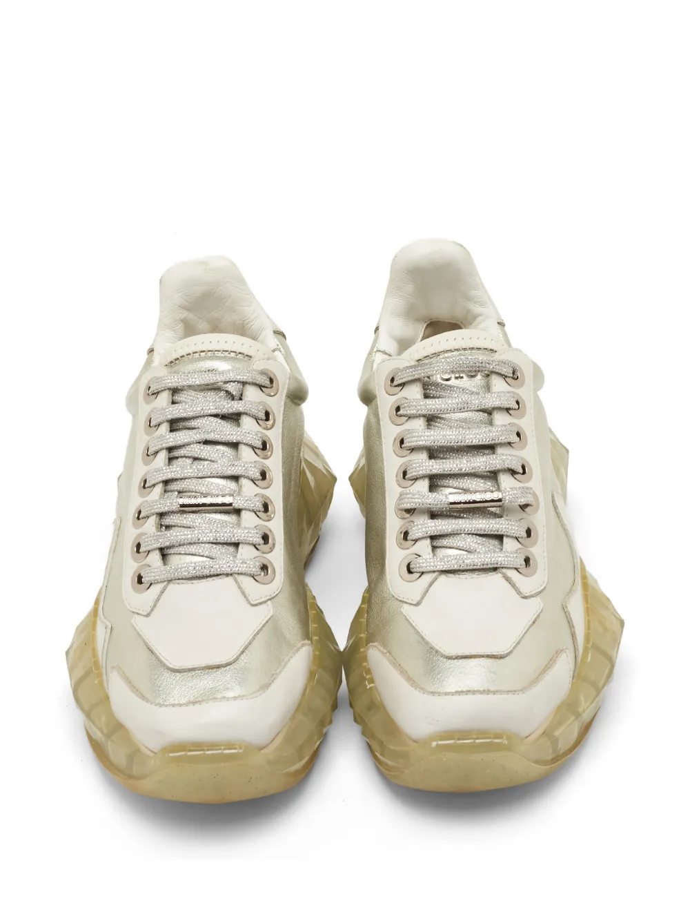 Jimmy Choo Pre-Owned Diamond Leather Sneakers | Silver | FARFETCH