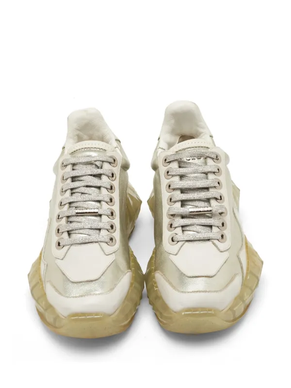 Jimmy Choo Pre-Owned Diamond Leather Sneakers | Silver | FARFETCH
