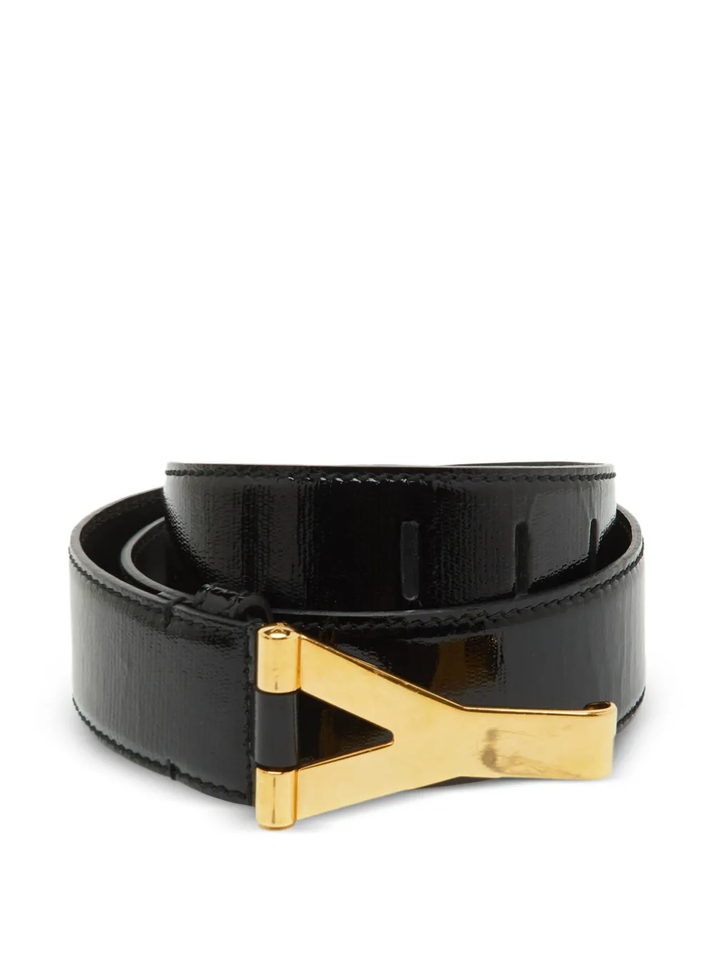 Saint Laurent Pre-Owned Y motif patent leather belt - Nero