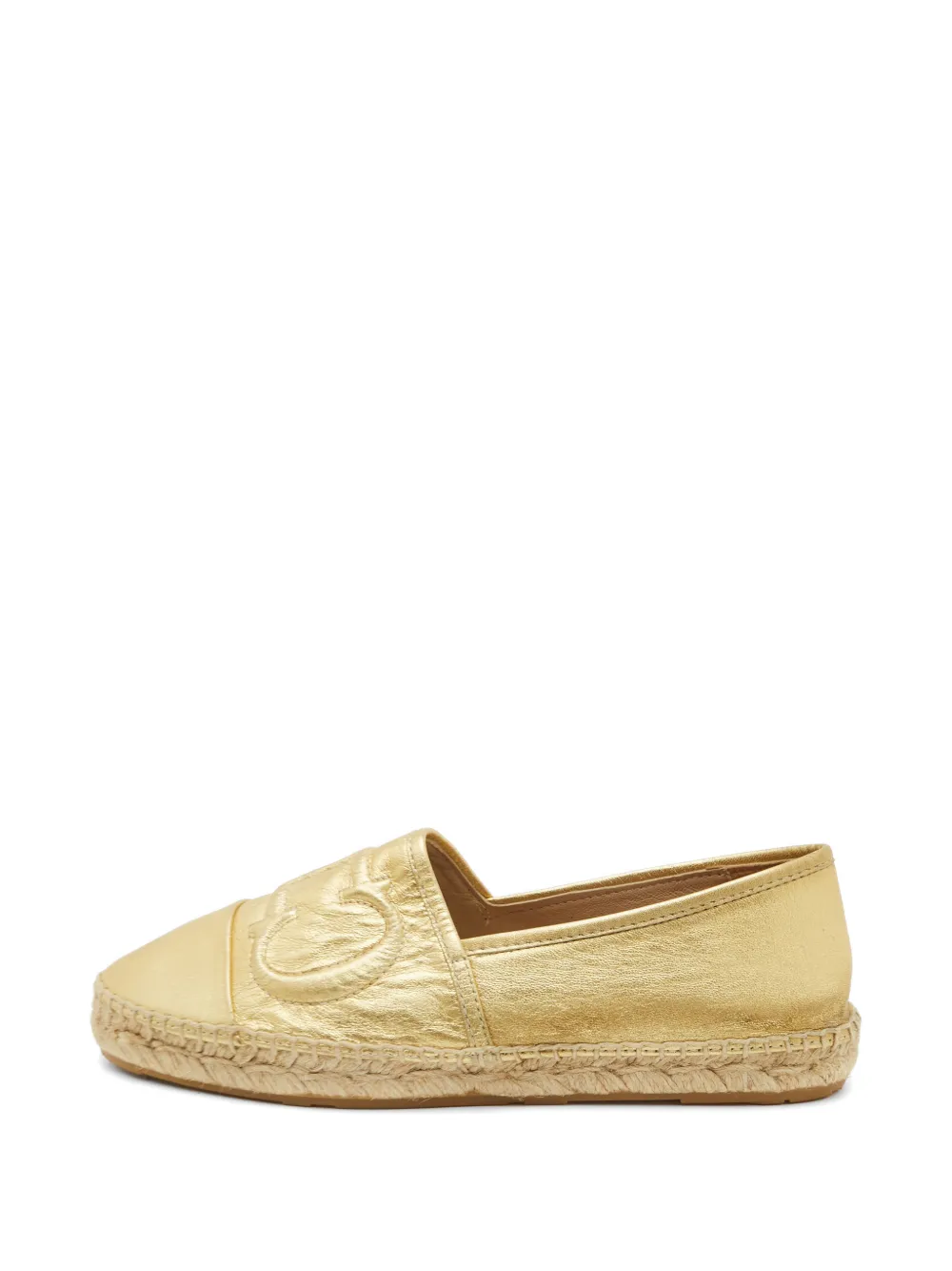 Carolina Herrera Vintage Initials Insignia leather espadrilles - Gold