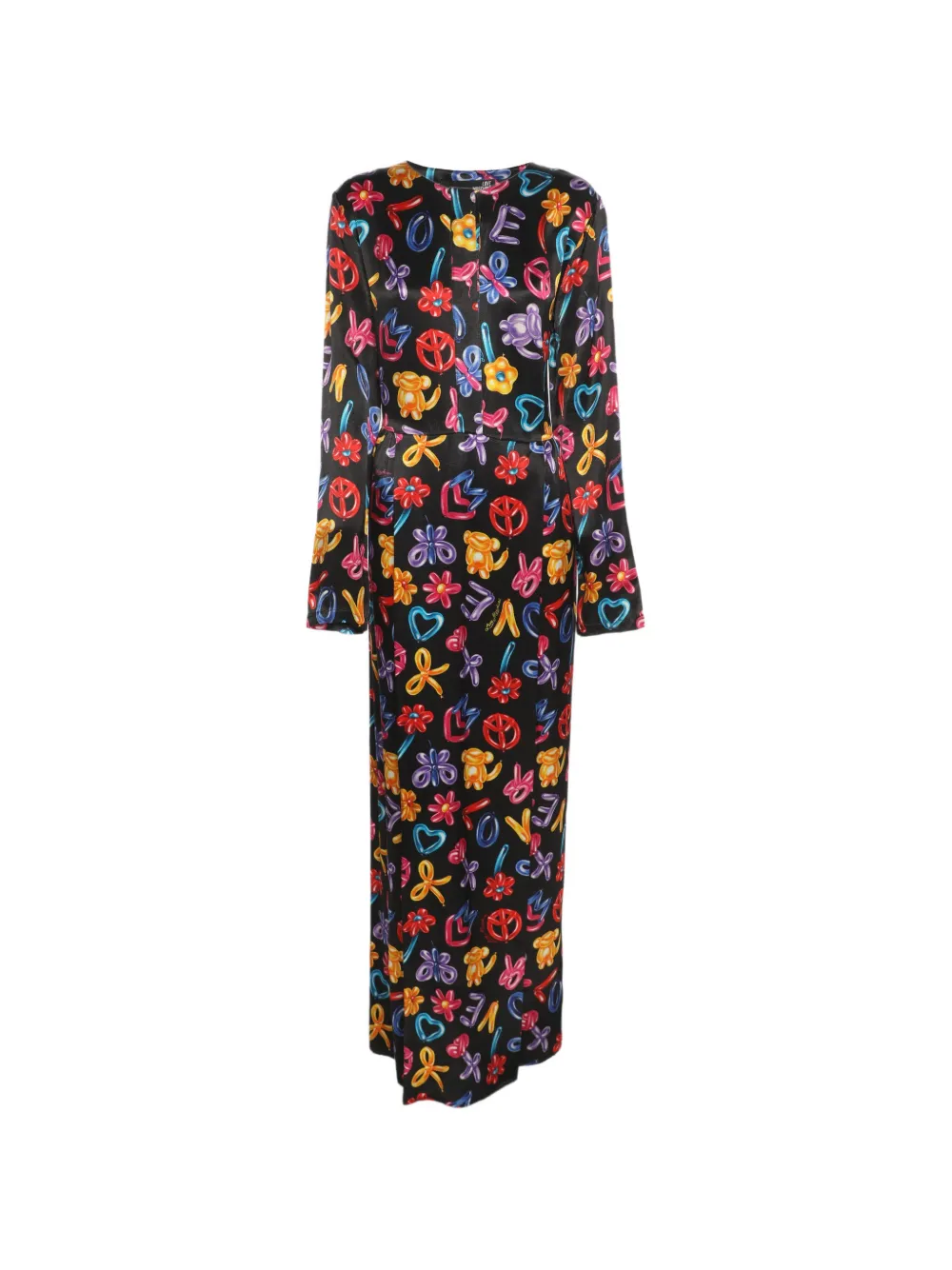Love Moschino printed satin maxi dress - Nero