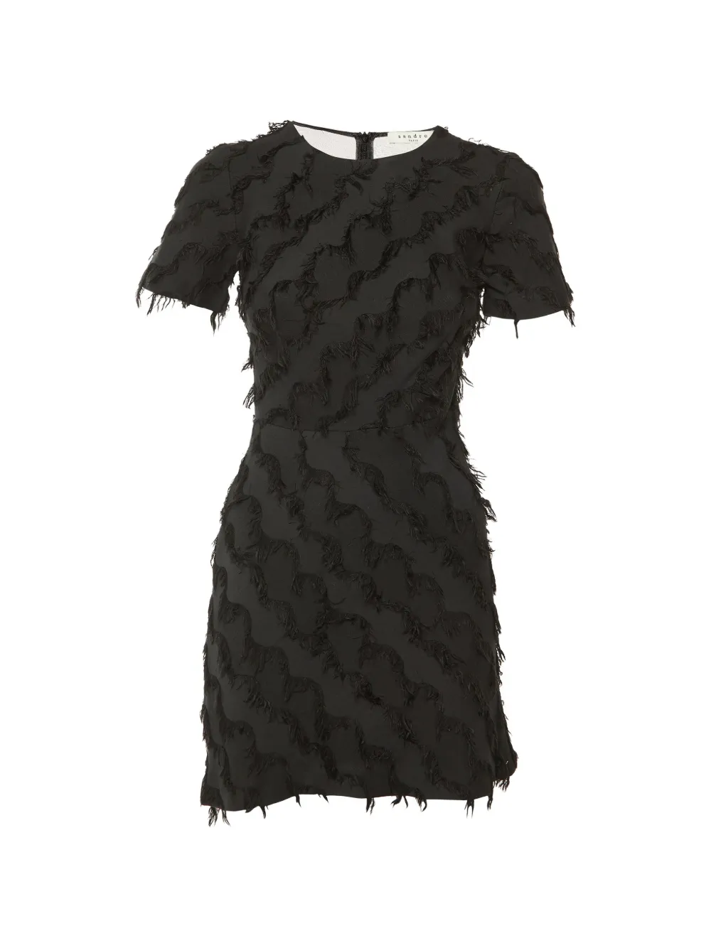 SANDRO fringed fitted midi dress - Black