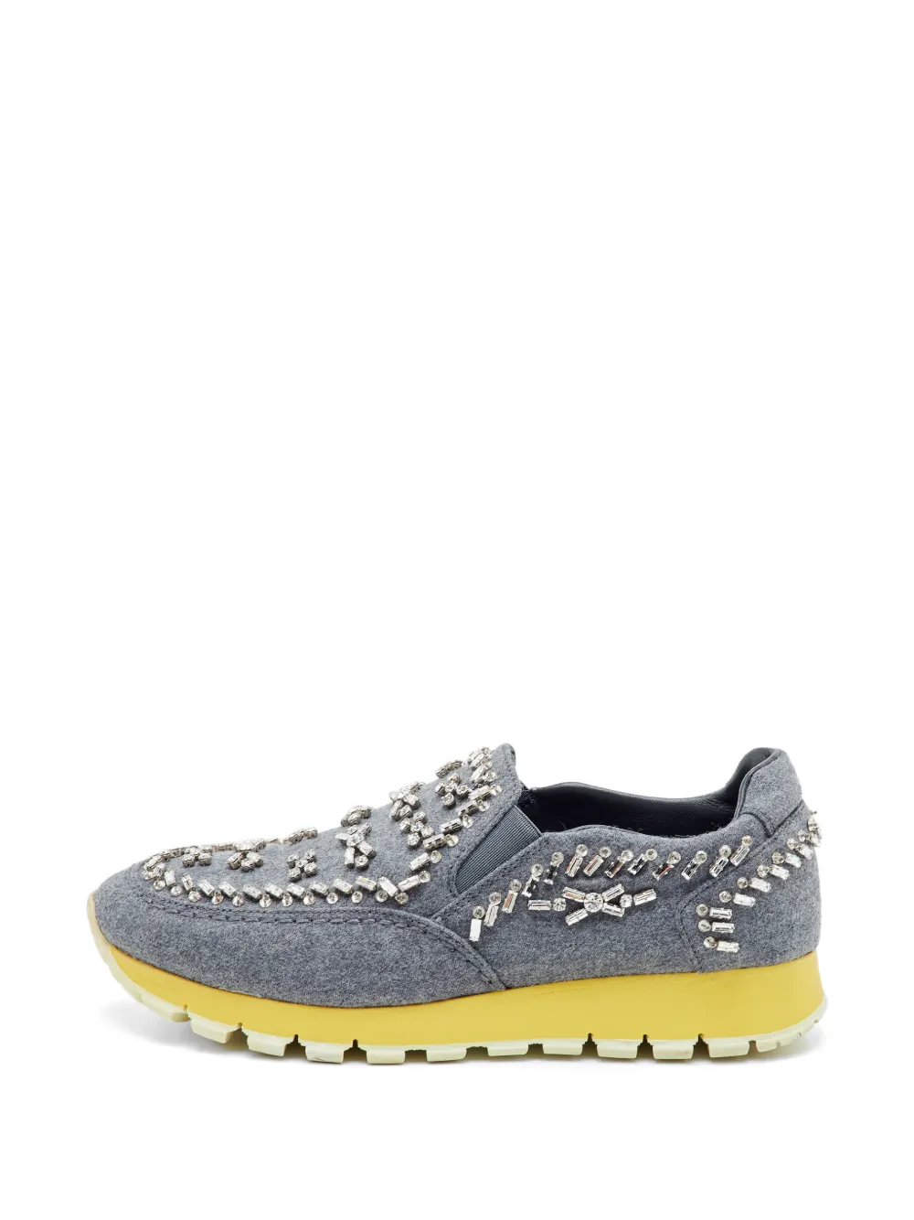 Prada Pre-Owned crystal-embellished slip-on sneakers - Grigio