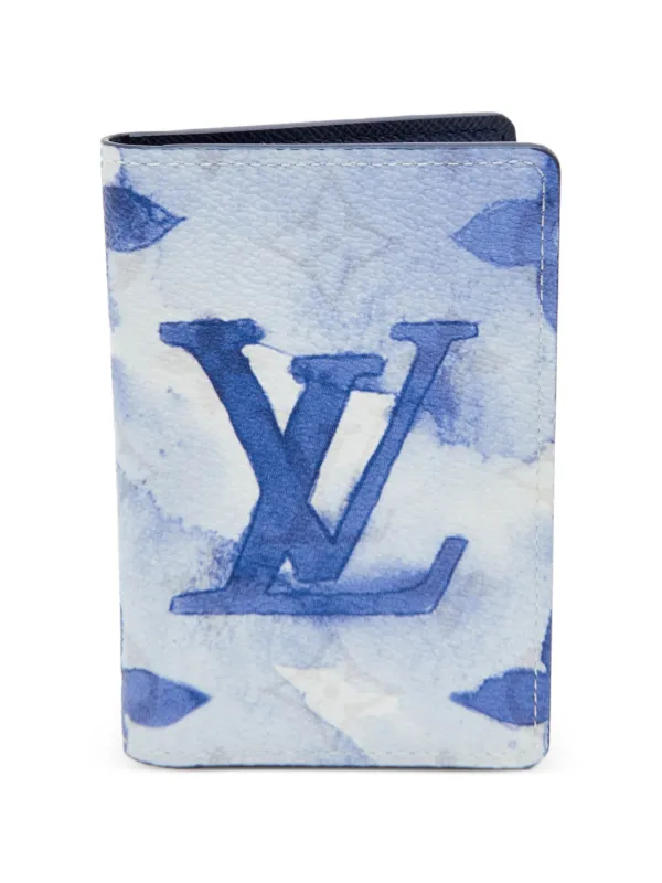 Louis Vuitton Pre-owned 2021 Watercolor Monogram Pocket Organizer Bi-fold Wallet in Blue