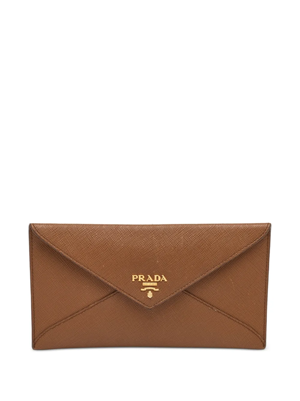 Prada Pre-Owned saffiano-leather envelope wallet - Marrone