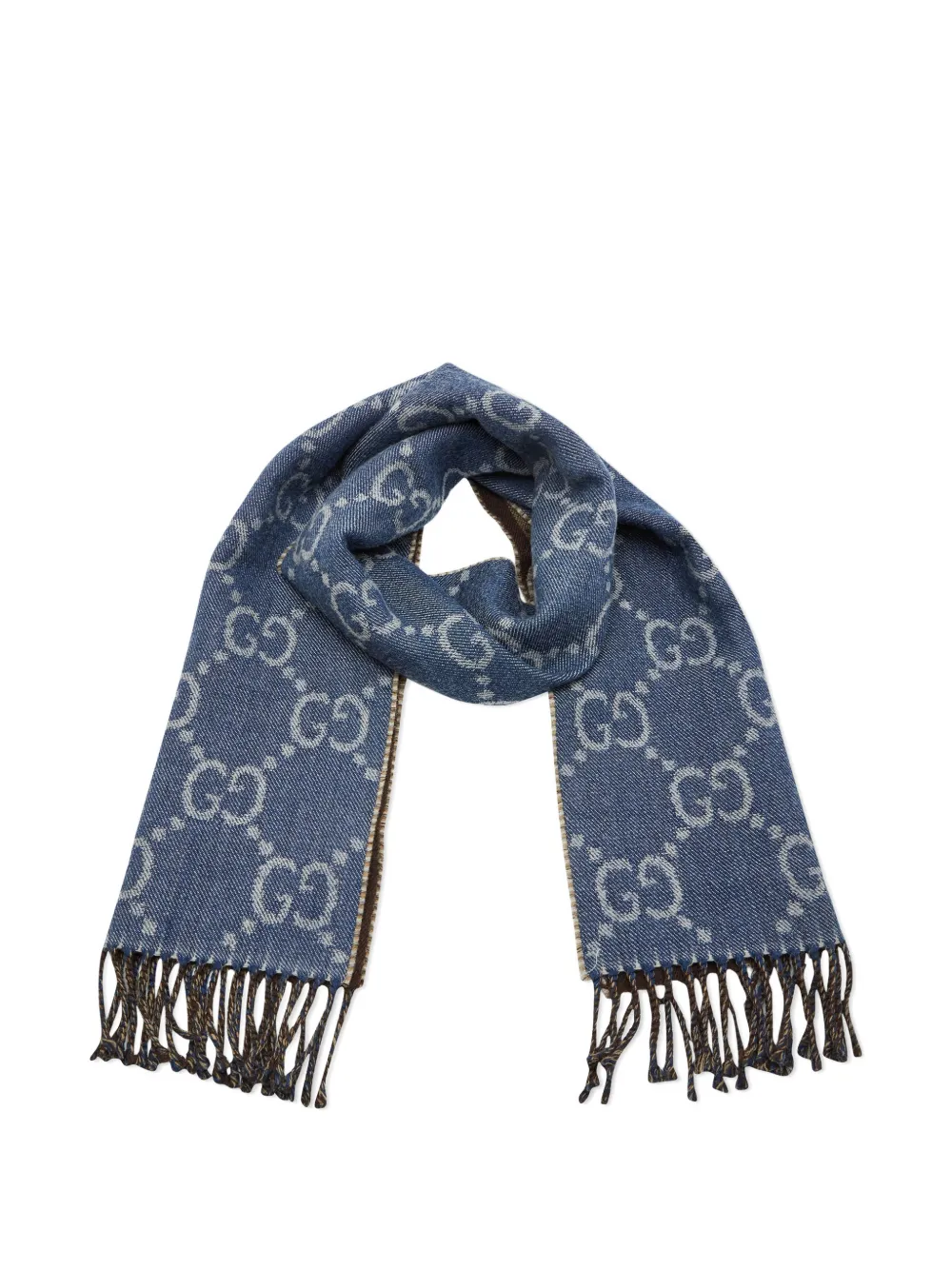 Pre-owned Gucci Reversible Scarf In Blue