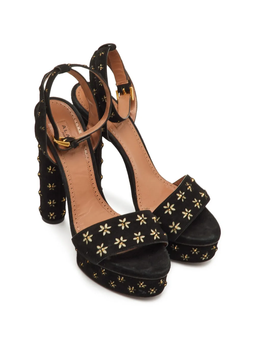 Alaïa Pre-Owned studded flower sandals - Black