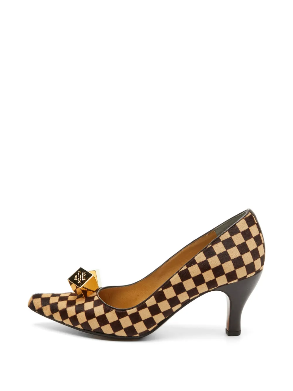 Louis Vuitton Pre-Owned Damier Sauvage dice-detail heeled pumps - Brown
