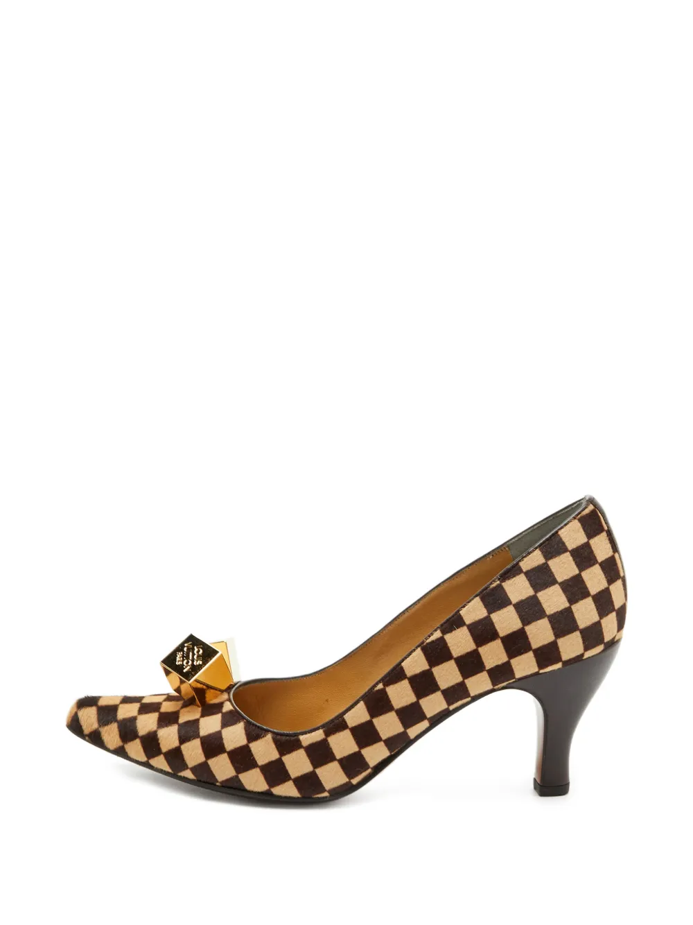 Louis Vuitton Pre-Owned Damier Sauvage dice-detail heeled pumps - Braun