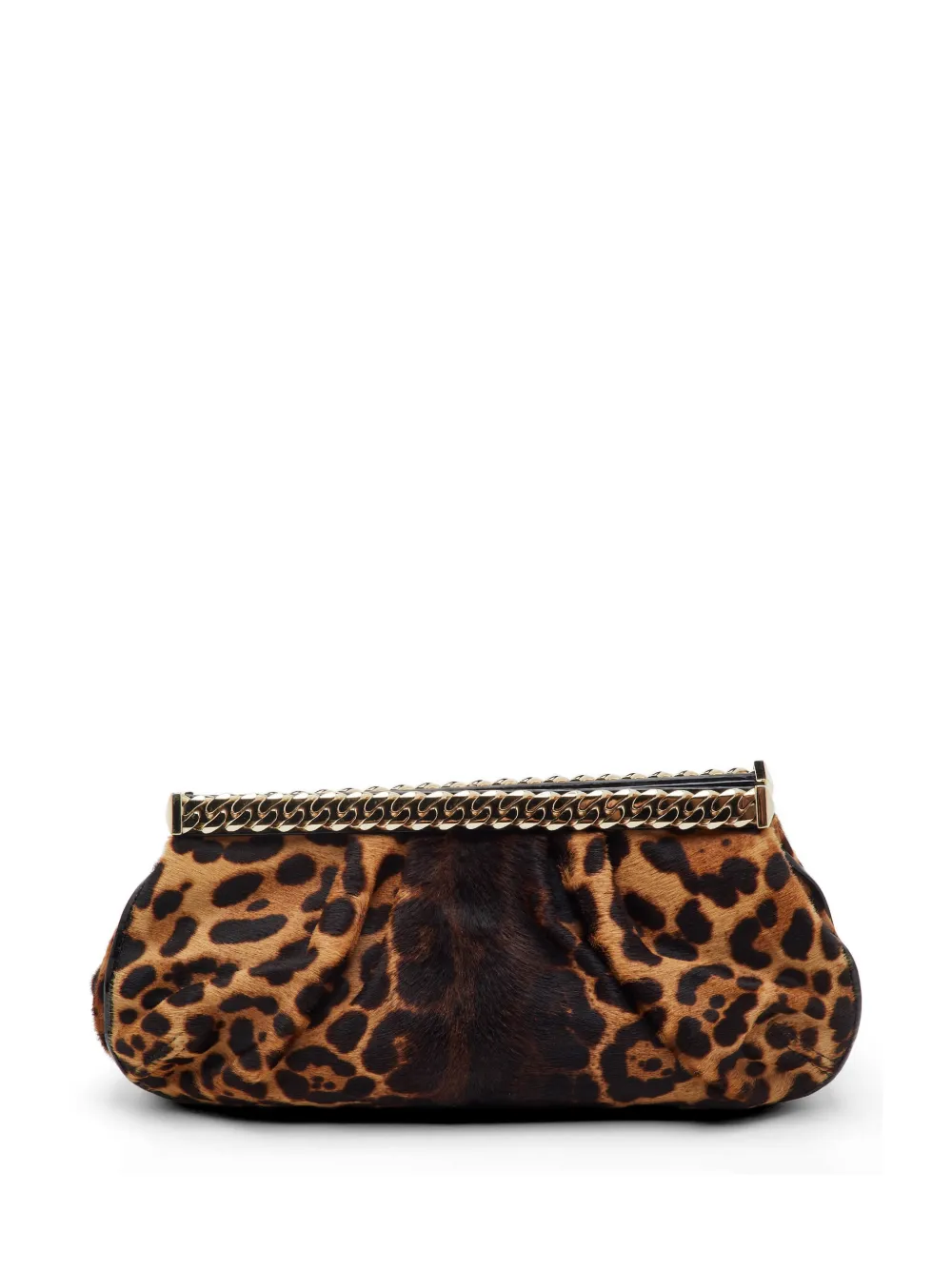 Christian Louboutin Pre-Owned leopard-print calf-hair clutch bag - Marrone
