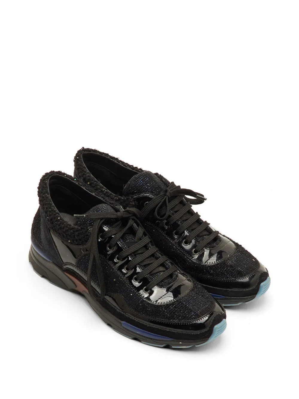CHANEL Pre-Owned tweed low-top sneakers - Black
