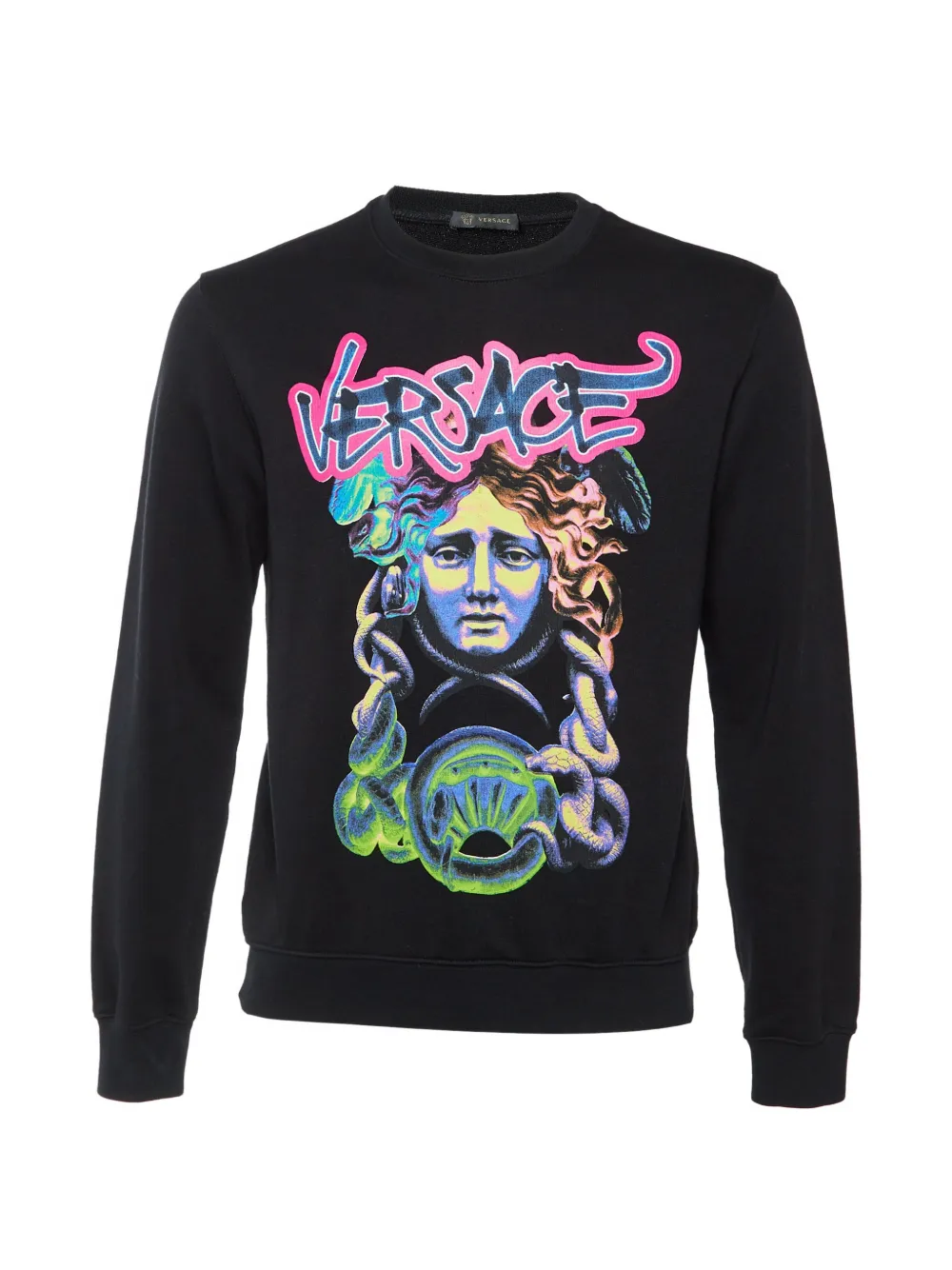 Pre-owned Versace Graphic-print Cotton Sweatshirt In Black