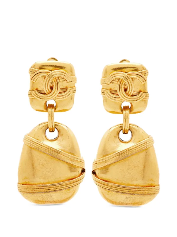 CHANEL Pre-Owned ココマーク ドロップピアス | ゴールドトーン 