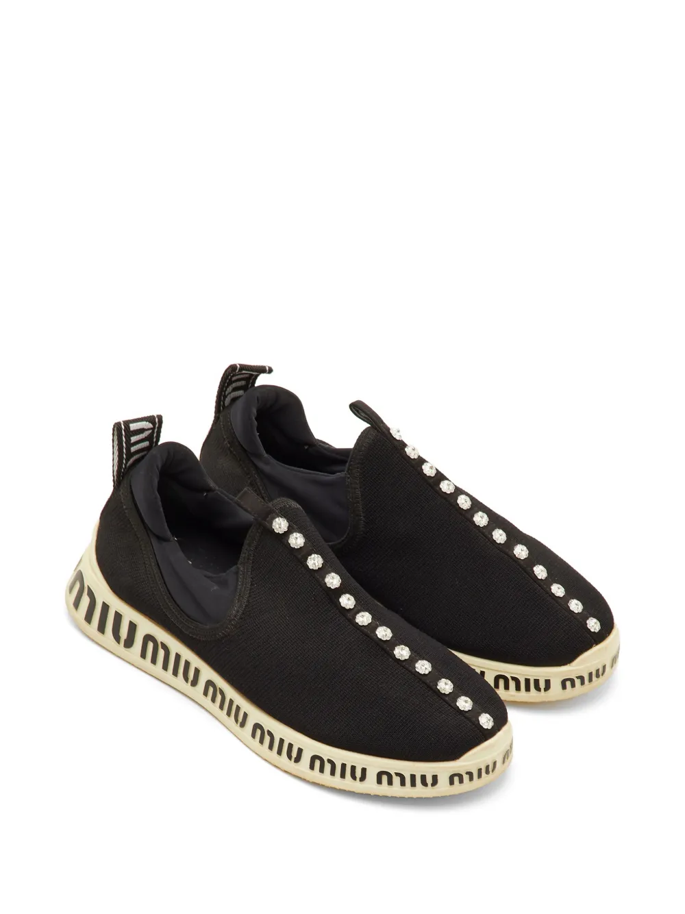 Miu Miu Pre-Owned Run crystal-embellished sneakers - Schwarz