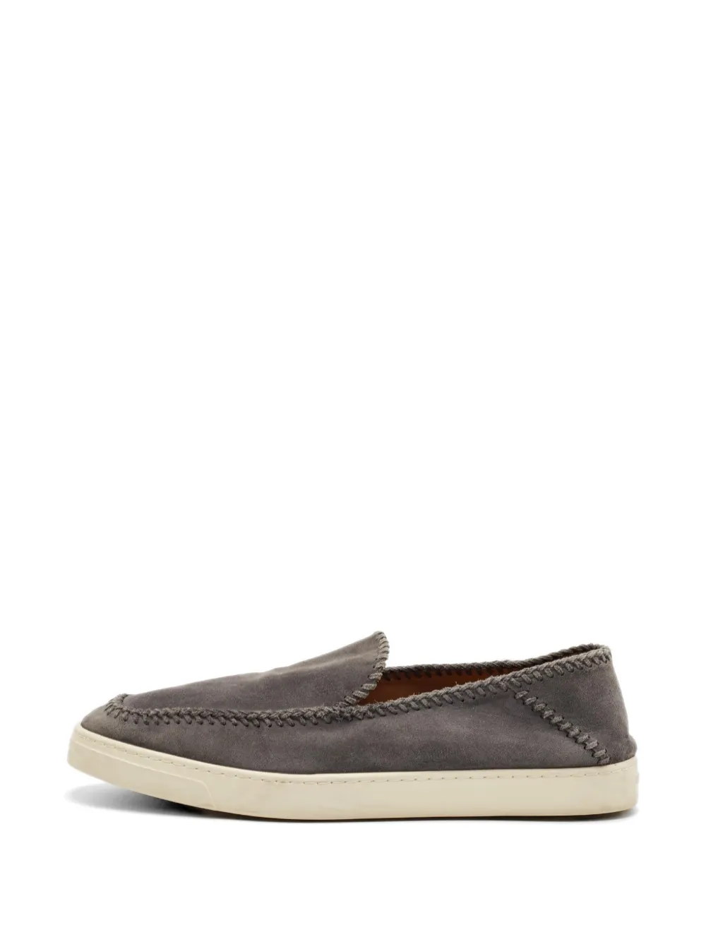 Giorgio Armani Pre-Owned Intrecci braided-detailing suede loafers - Grigio