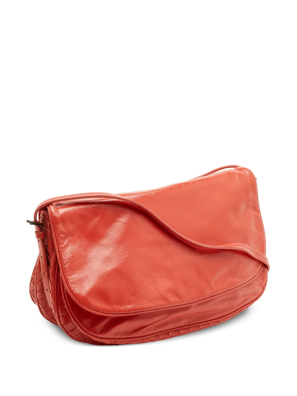 Bottega Veneta Pre-Owned medium glazed flap cross body bag - Arancione