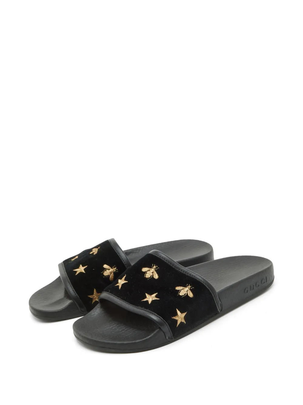 Gucci Pre-Owned bee-embroidered slides - Black