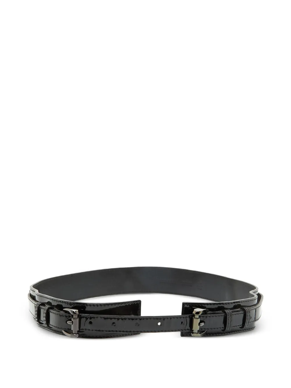 Burberry Pre-Owned dual-buckle patent-leather belt - Nero