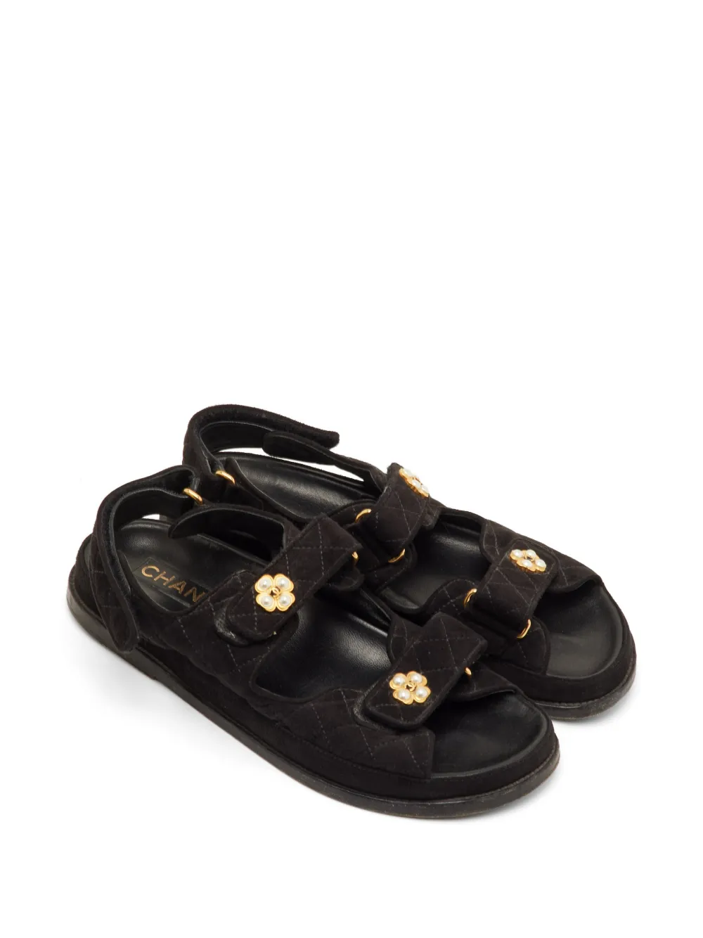 CHANEL Pre-Owned Quilted touch-strap sandals - Schwarz