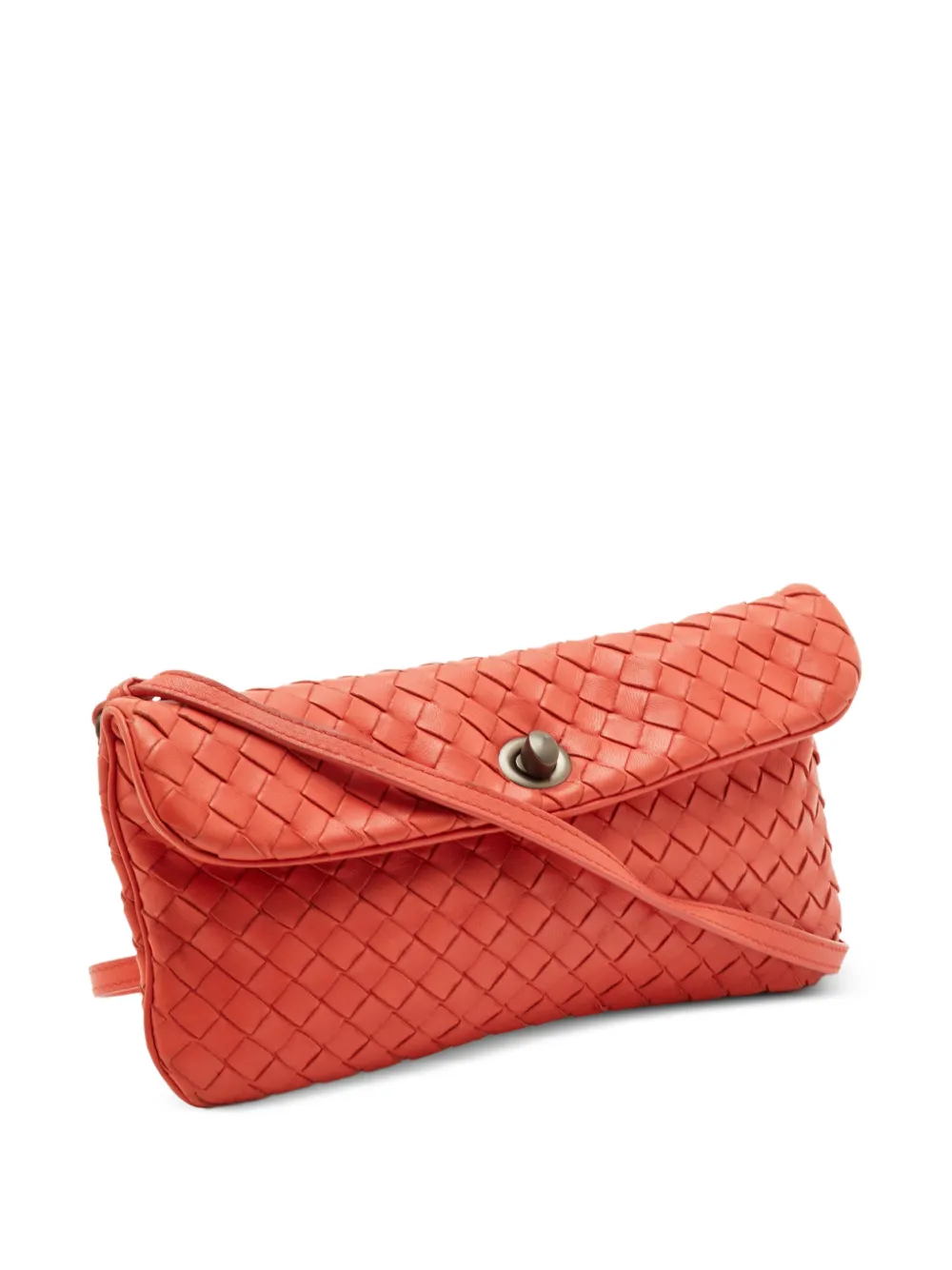 Bottega Veneta Pre-Owned Intrecciato flap shoulder bag - Orange