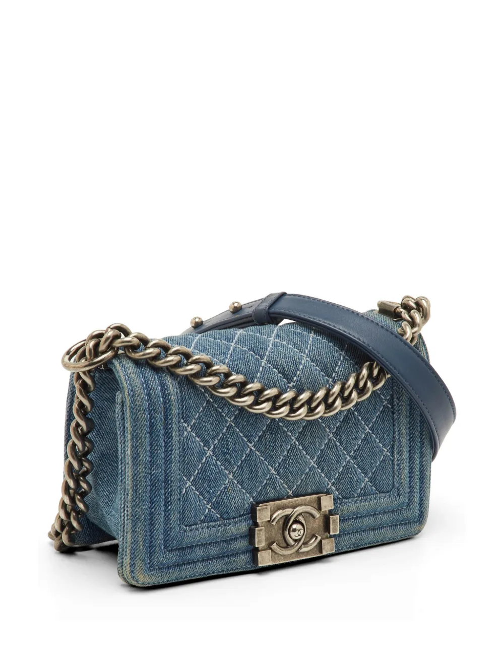 CHANEL Pre-Owned small Boy quilted flap cross body bag - Blu