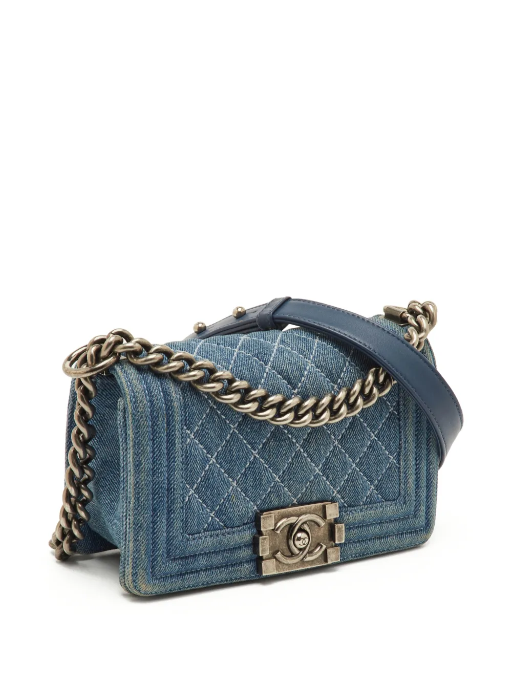 CHANEL Pre-Owned small Boy quilted flap cross body bag - Blu