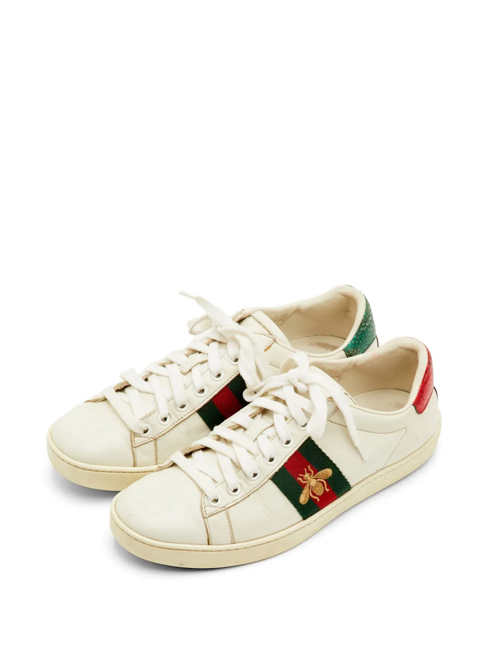 Gucci Pre-Owned Ace bee embroidered sneakers - White