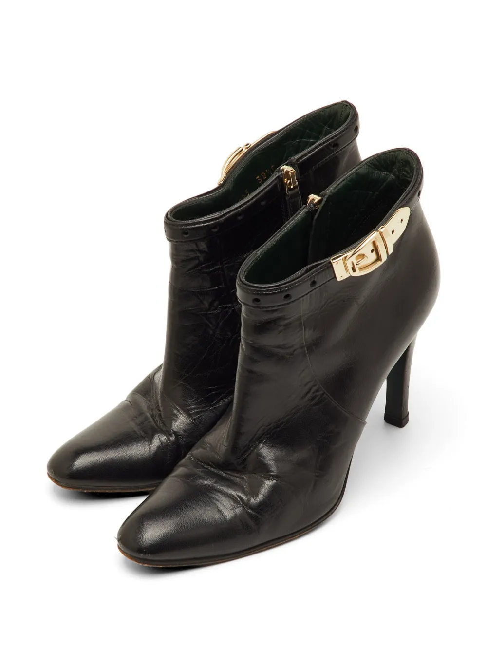 Gucci Pre-Owned buckle leather ankle boots - Black