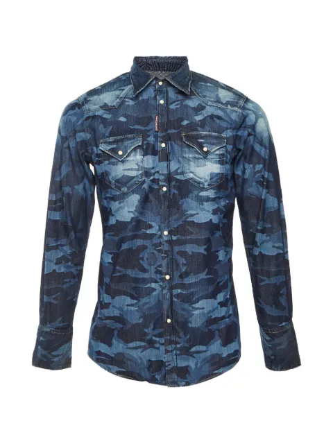 DSQUARED2 military-print denim shirt