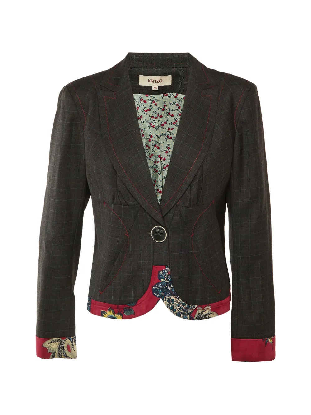 Kenzo Pre-Owned contrast-detail wool blazer - Grigio