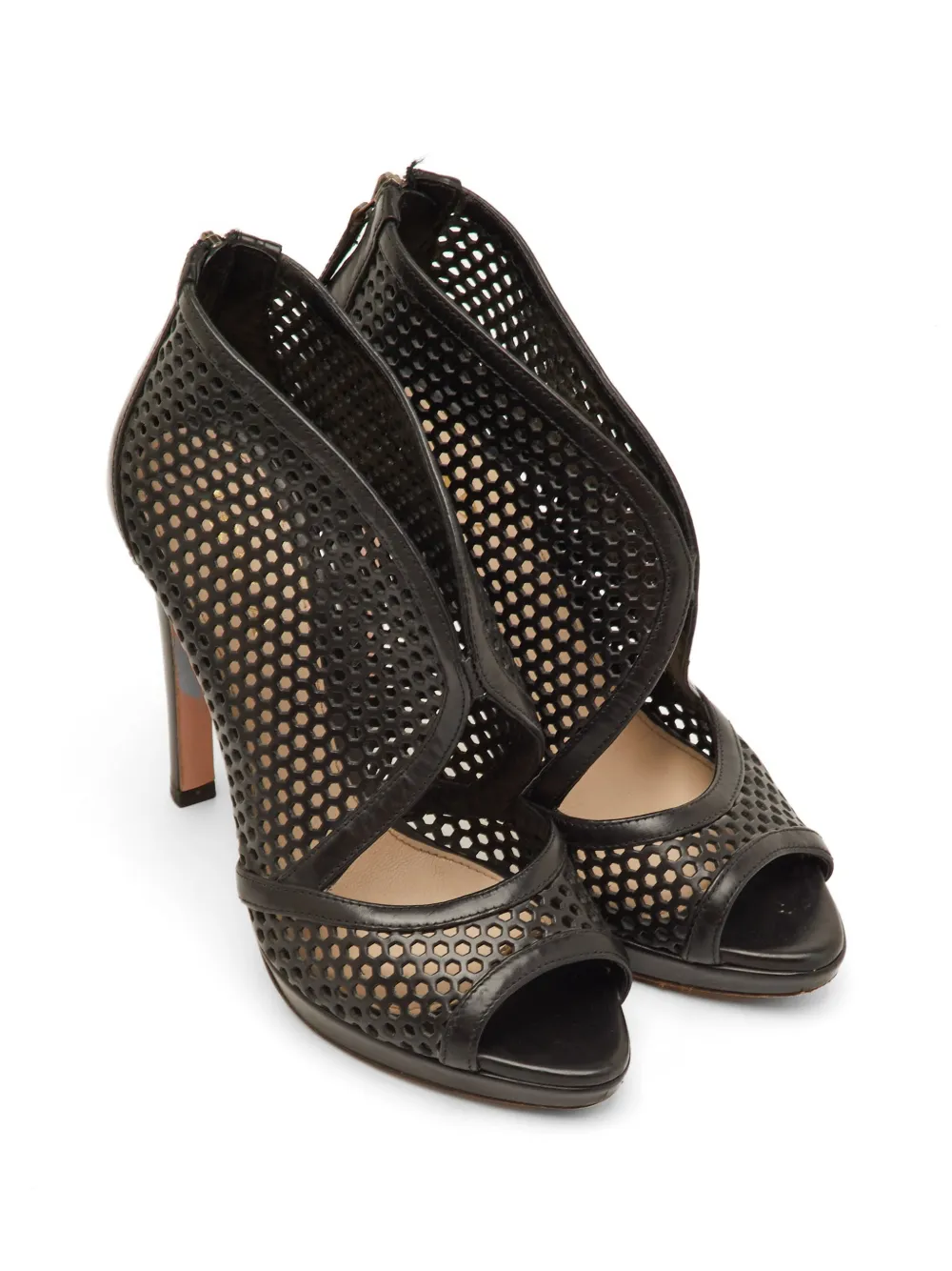 Prada Pre-Owned perforated open-toe ankle boots - Nero