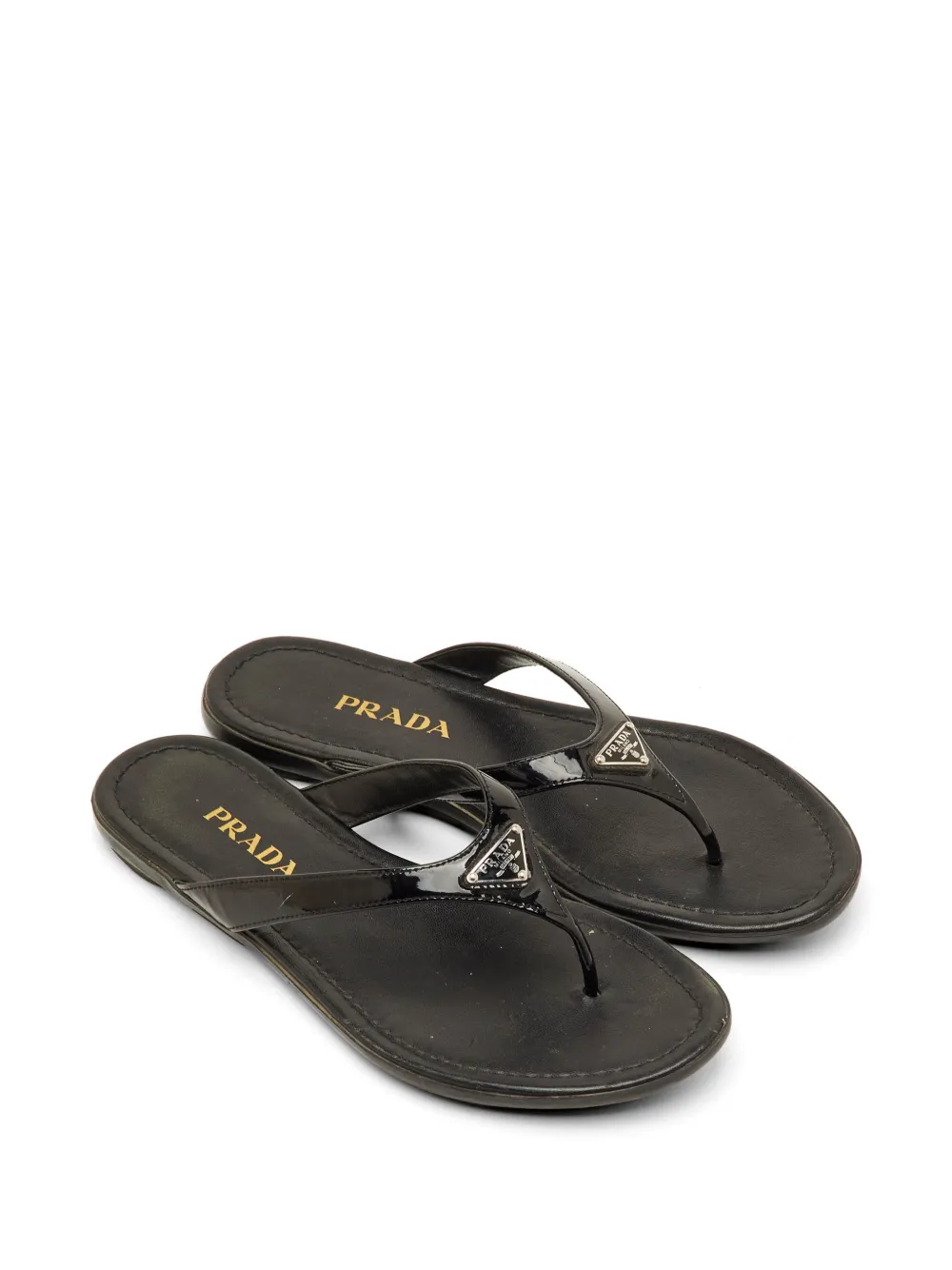 Prada Pre-Owned triangle logo thong flip-flops - Nero