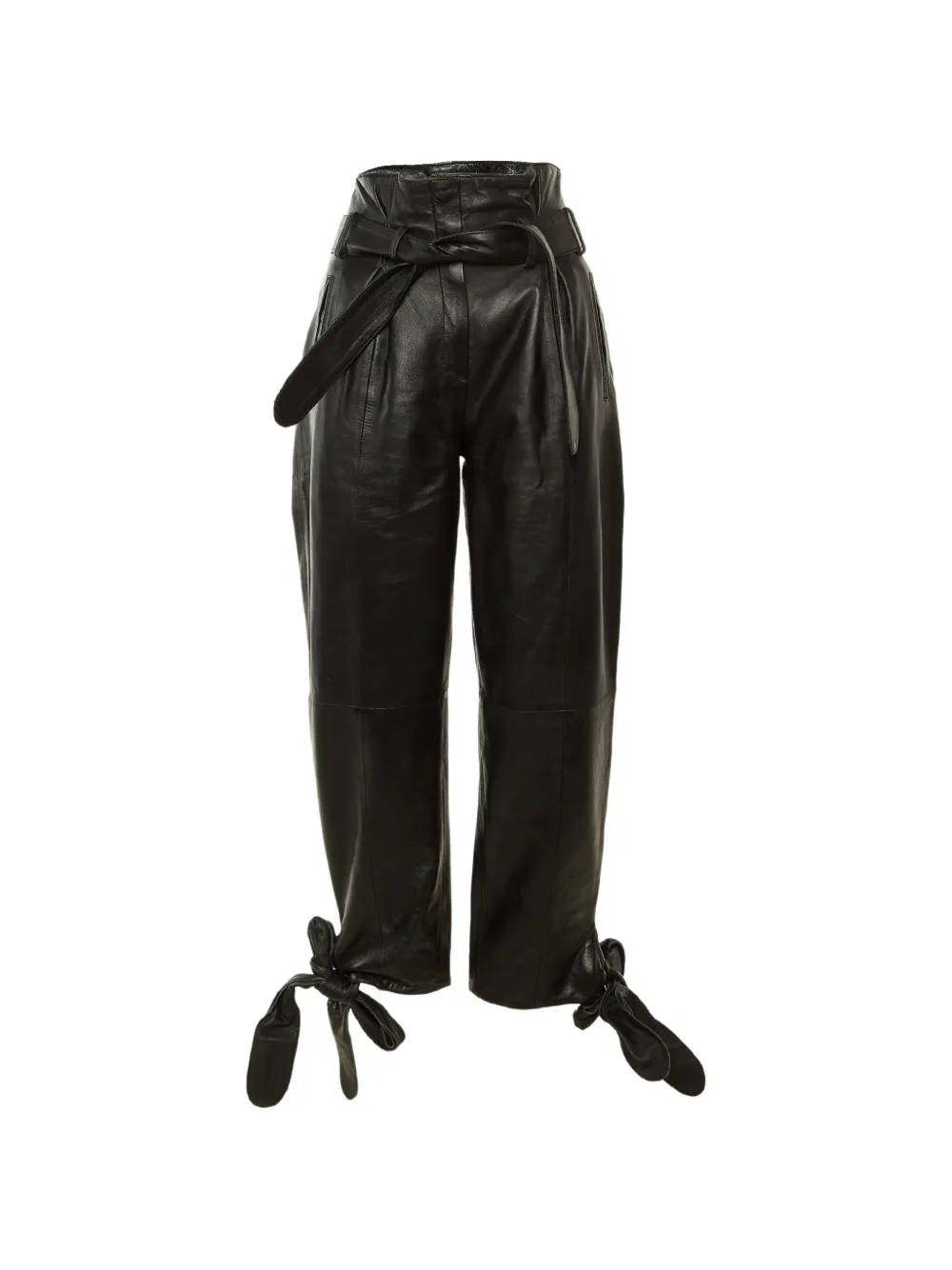 The Attico tie-detail paperbag trousers - Schwarz