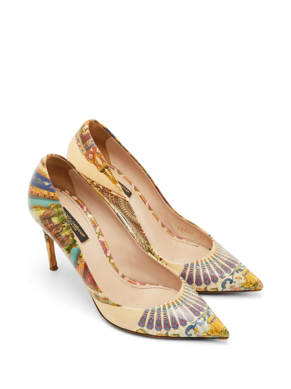 Dolce & Gabbana Pre-Owned printed pointed-toe pumps - Nude