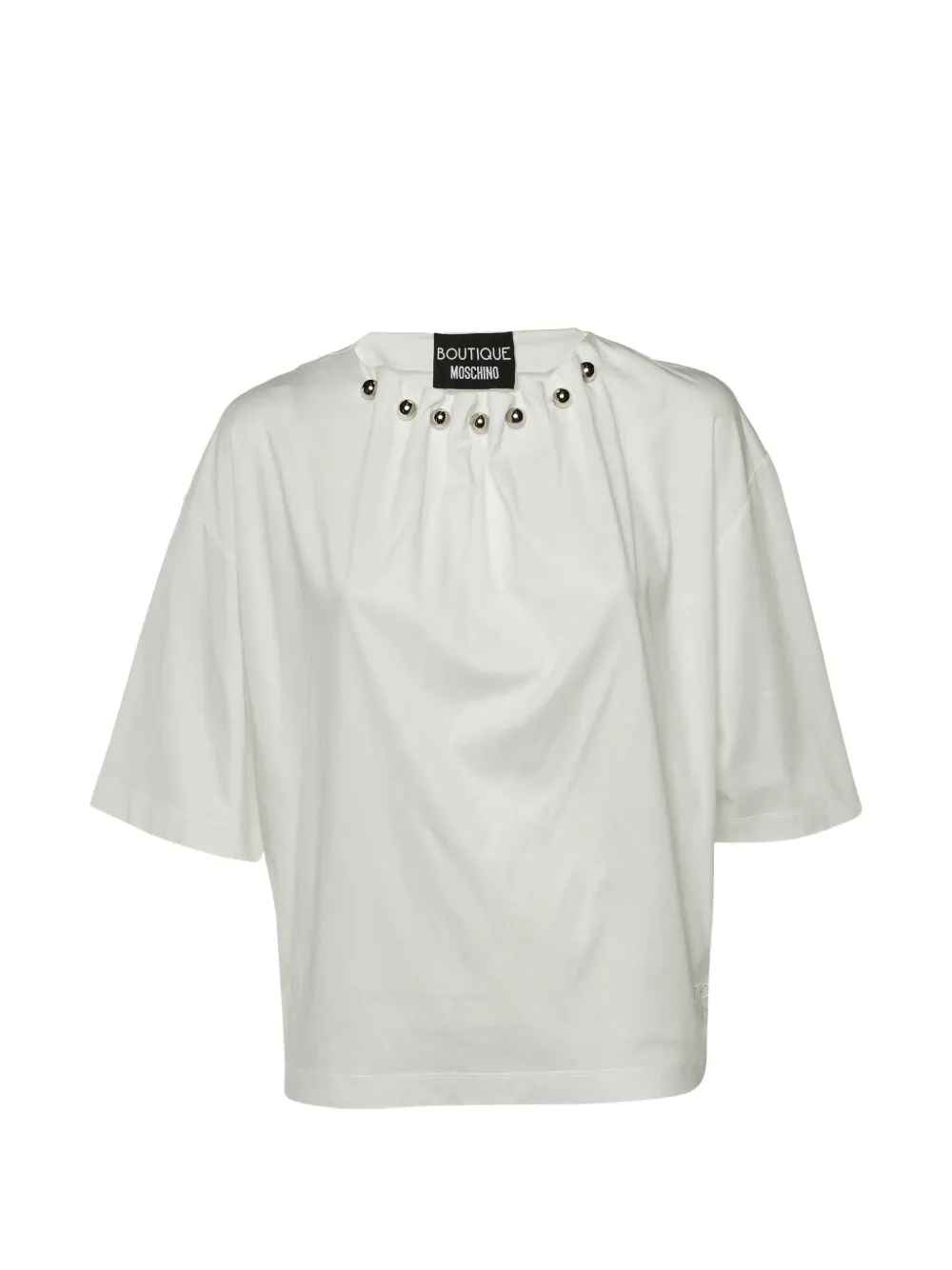 Boutique Moschino 2018 pleated metal-motif T-shirt - Bianco