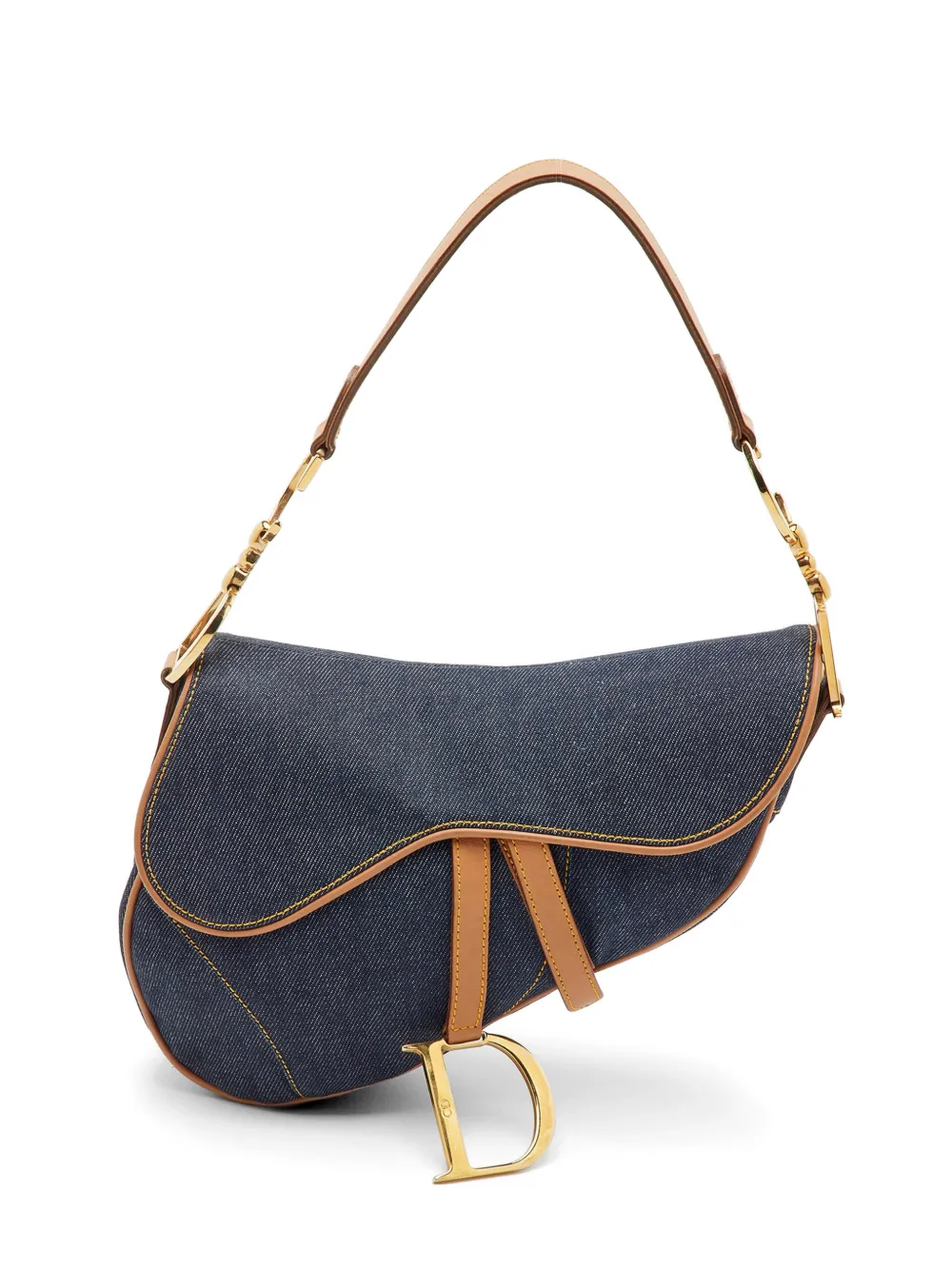 Christian Dior Pre-Owned 2001 Saddle leather-trim tote bag - Blu