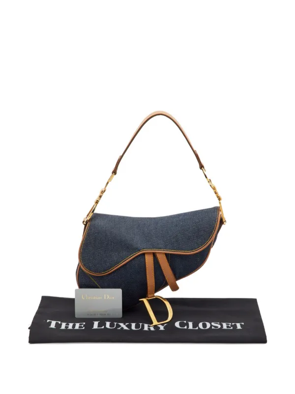 クリスチャン・ディオール サドルバッグ 2001年 Christian Dior Pre-Owned 2001 Saddle leather-trim Tote Bag