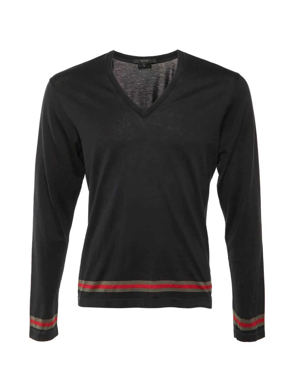 Gucci Pre-Owned Web stripe V-neck T-shirt - Schwarz