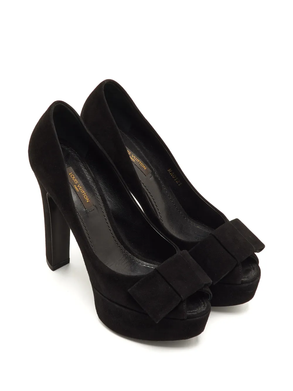 Louis Vuitton Pre-Owned bow-detail peep-toe platform pumps - Schwarz