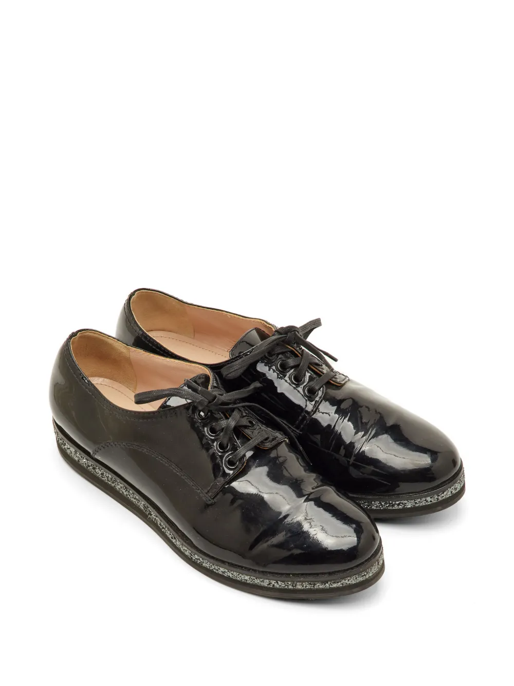 Miu Miu Pre-Owned glitter-sole patent-leather derby shoes - Nero