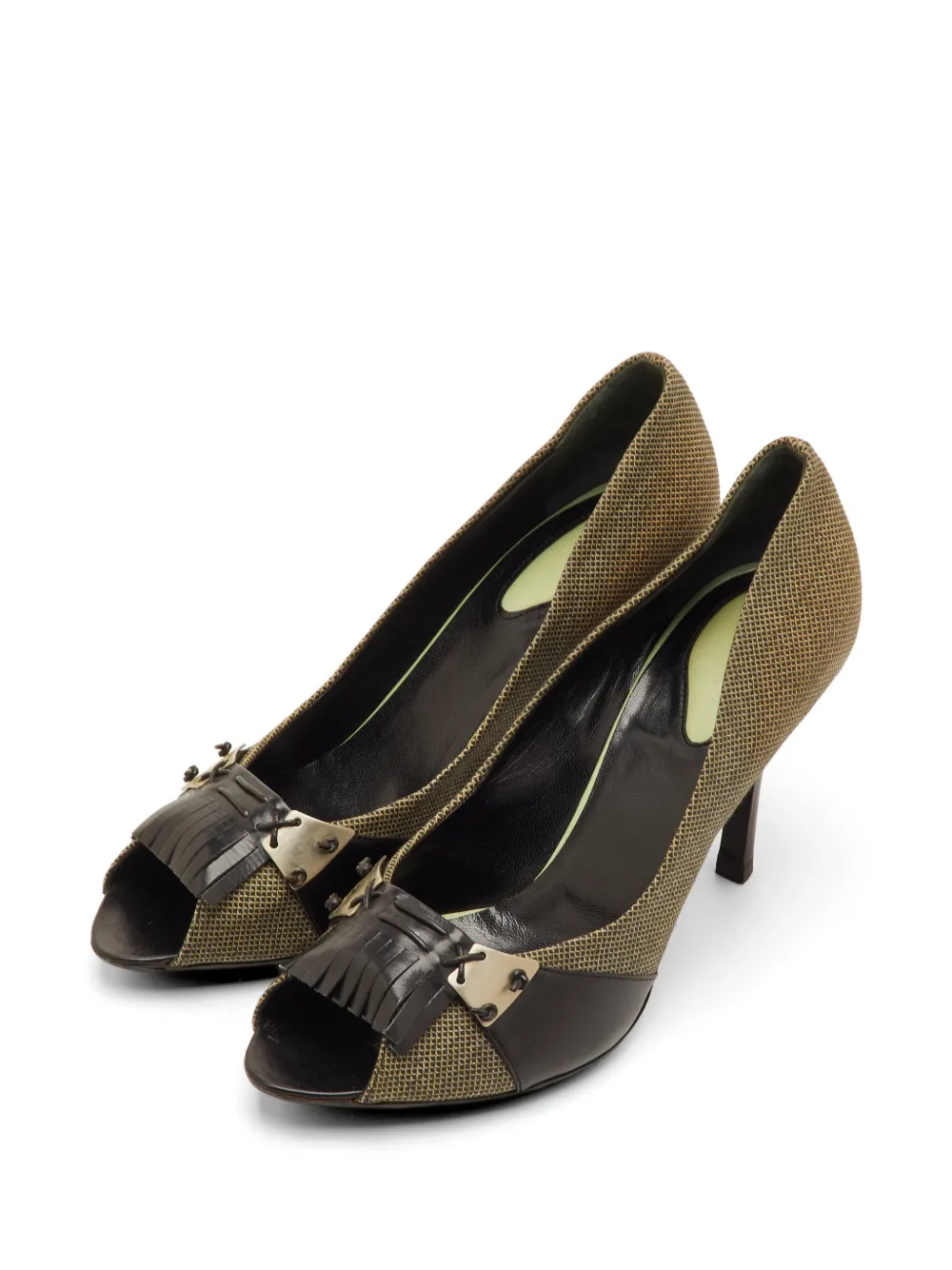 Bottega Veneta Pre-Owned fringe-detail peep-toe sandals - Grün