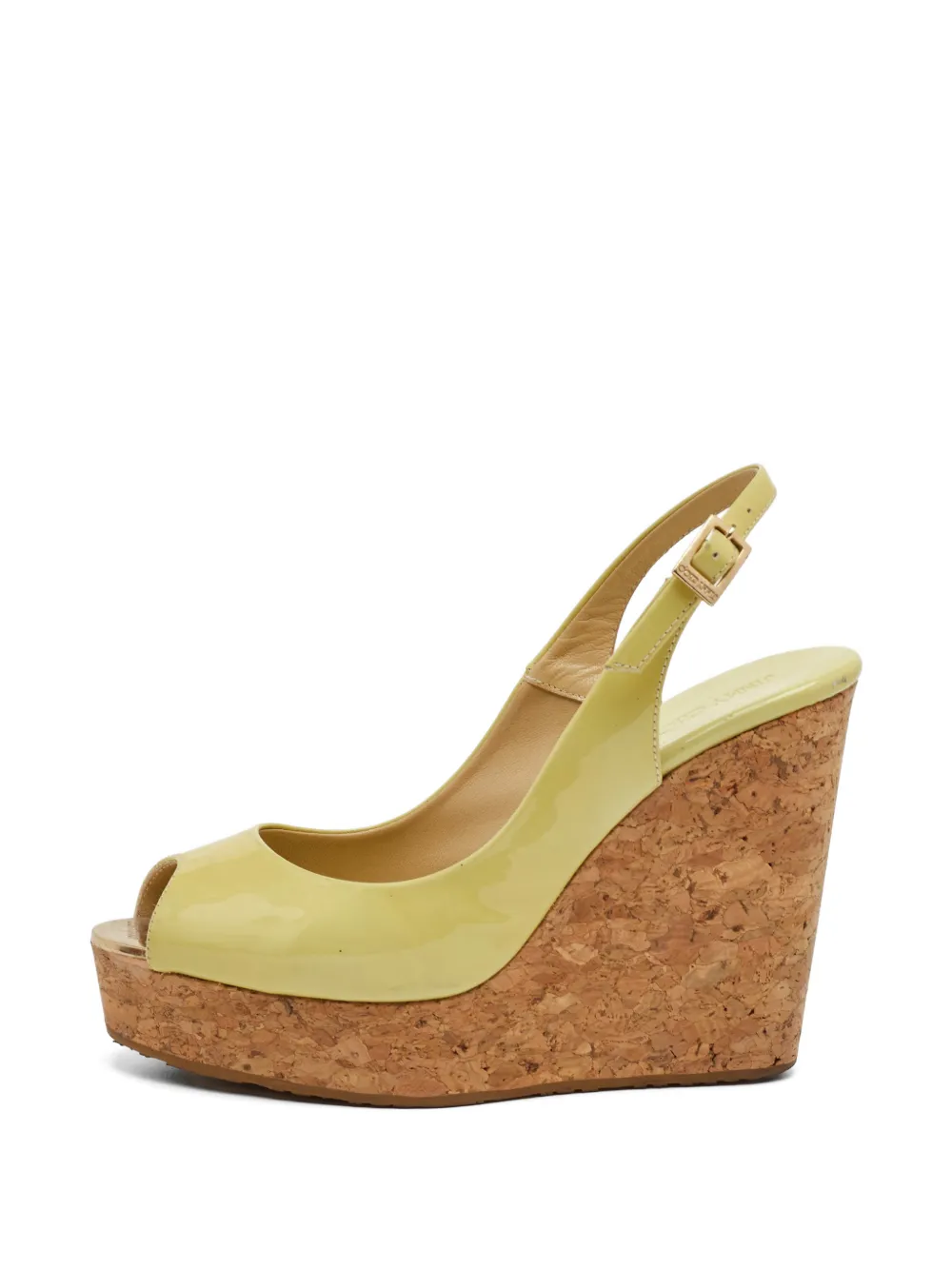 Jimmy Choo Pre-Owned sandales compensées Praise à talon en liège - Jaune Jimmy Choo Pre-Owned sandales compensées Praise à talon en liège - Jaune