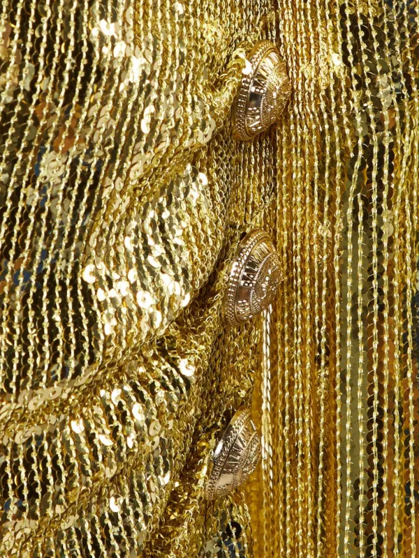 balmain gold sequin dress New Years Eve Outfits. Christmas Party Outfits 2023. What to wear for a New  Years Eve Party 2023 USA. Festive Season Party Dresses 2023 UK. Christmas  Party Dresses 2023. Outfits for New Years Eve 2023